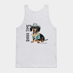 RODEO TIME (Black and tan dachshund wearing blue cowboy hat) Tank Top